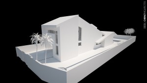 Render 3d. Maqueta blanca casa moderna minimalista