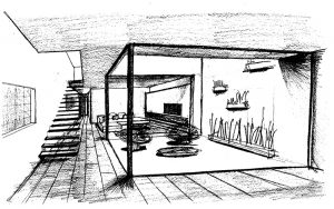 boceto de casa de pueblo moderna I Chiralt Arquitectos Valencia